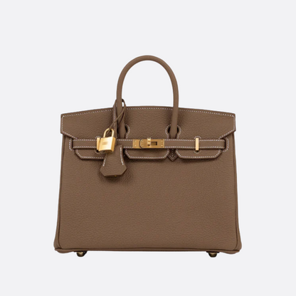 HERMÈS BIRKIN 25 HSS TASCHE IN CRAIE / GRIS TOURTERELLE AUS TOGO LEDER