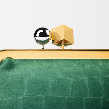 JACQUEMUS LE SALON CLUTCH AUS WILDLEDER MIT KROKO-PRÄGUNG