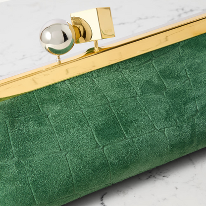 JACQUEMUS LE SALON CLUTCH AUS WILDLEDER MIT KROKO-PRÄGUNG