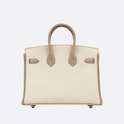 HERMÈS BIRKIN 25 HSS TASCHE IN CRAIE / GRIS TOURTERELLE AUS TOGO LEDER