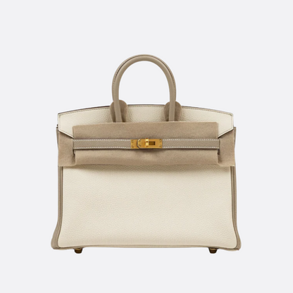 HERMÈS BIRKIN 25 HSS TASCHE IN CRAIE / GRIS TOURTERELLE AUS TOGO LEDER