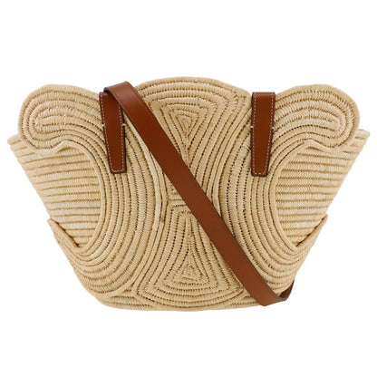 CÉLINE CLASSIC SMALL PANIER HANDTASCHE AUS RAFFIA UND KALBSLEDER
